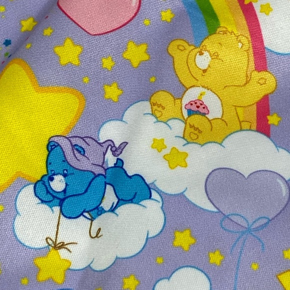 UNIQUE VINTAGE x Care Bears Rainbow Print Mini Skirt Heart Pockets White XS - Picture 5 of 14